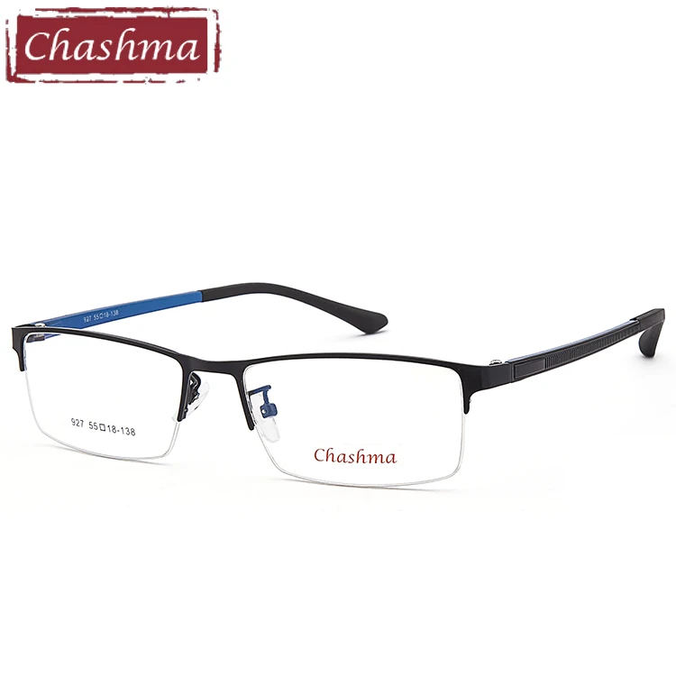 Black with Blue Chashma бренд Мужская модная рамка для очков Легкий вес сплава TR 90 очки в оправе-половинке для мужчин - Цвет оправы: Black with Blue