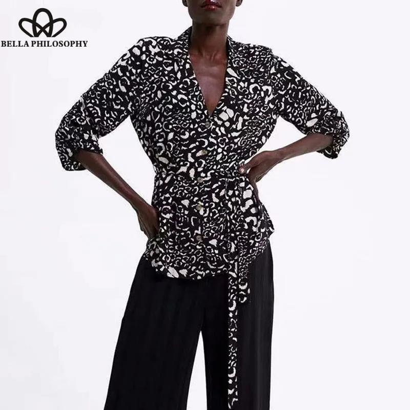 Женская блузка с длинным рукавом и леопардовым принтом Wonder Spring Повседневная