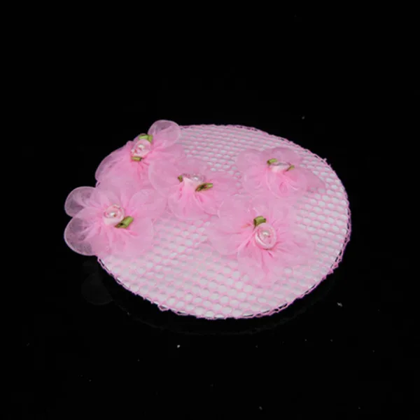 10 шт. Розовые цветы для пучков волос для девушек и женщин, крышка бантика, снуд, сетка для балета, танца на коньках, аксессуар sp-1.