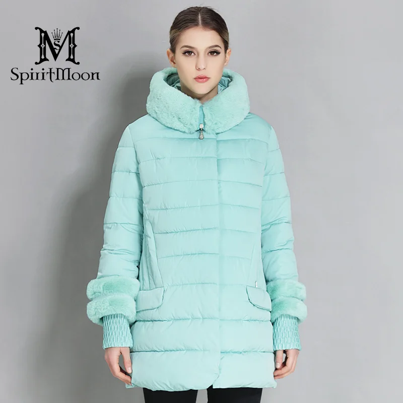 Spiritmoon модная новинка зимняя куртка Для женщин толстый био пух синтепоне