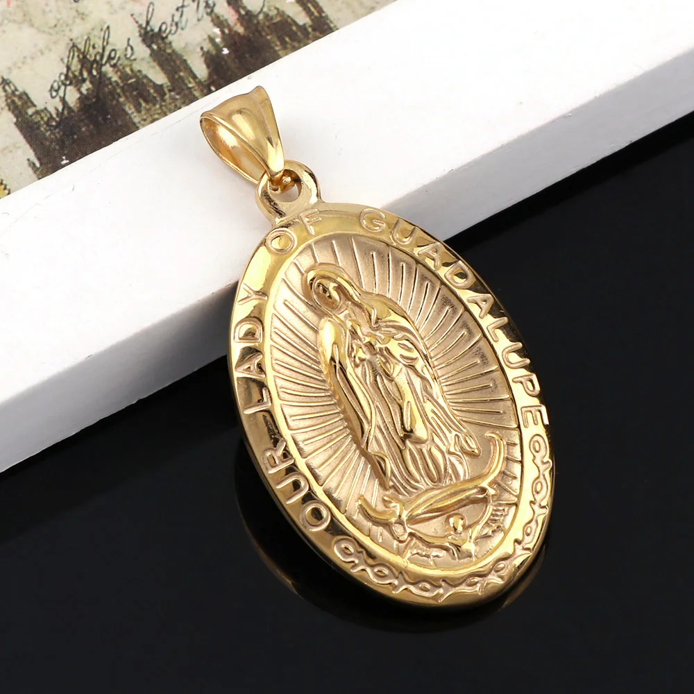 Gold 3 цвета, религиозное ювелирное ожерелье "OUR LADY OF GUADALUPE", женские и мужские модные аксессуары, религиозное ожерелье Девы Марии, кулон - Окраска металла: Gold