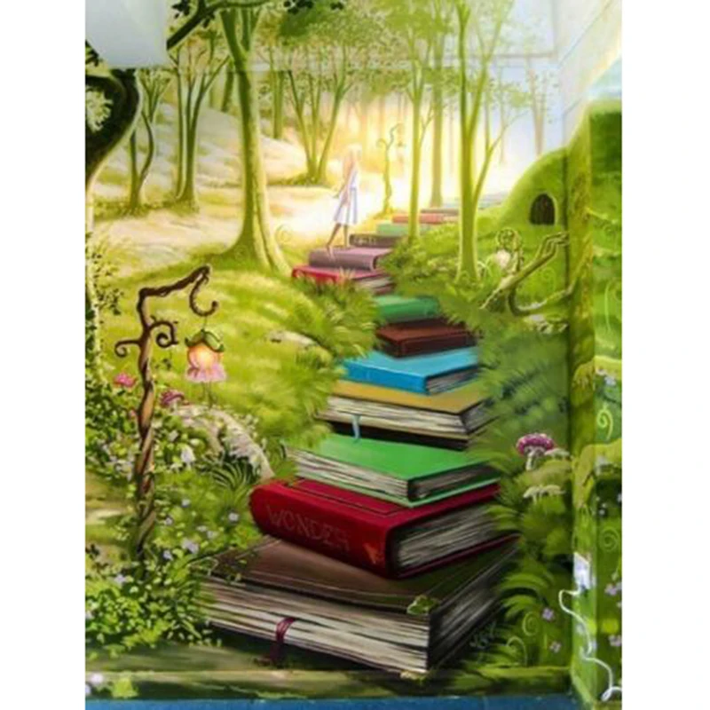 Полная круглая роспись из бриллиантов книга пейзаж 5d алмазная вышивка продажа