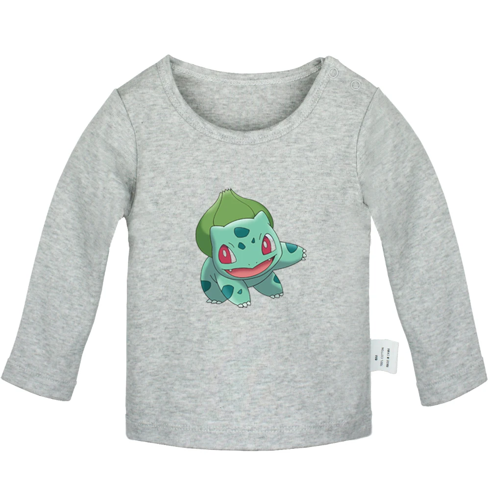 Cute Pokemon Charmander Bulbasaur Mrs Mouse Head Design Newborn Baby T-shirts Toddler Graphic Solid color Long sleeve Tee Tops | Детская