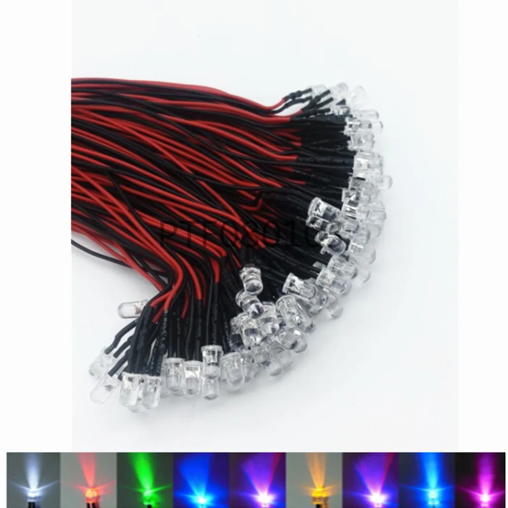 

20pcs lot 20cm Pre Wired 3mm 5mm LED Light Lamp Bulb Prewired Emitting Diodes For DIY Home Decoration DC12V