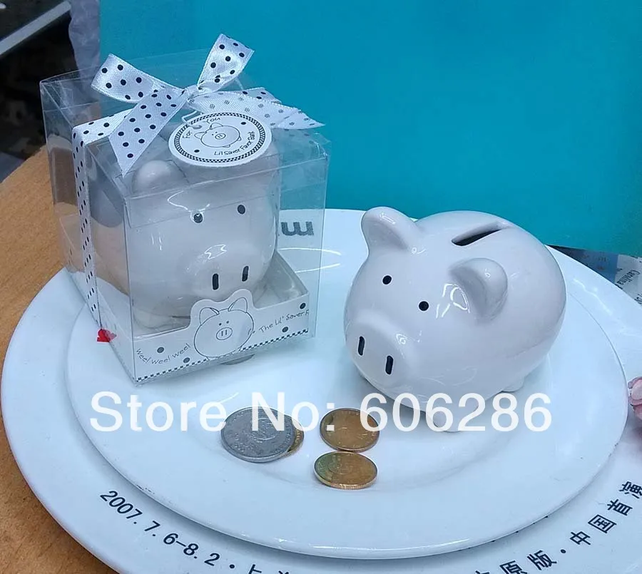 Керамическая Мини-Копилка в подарочной коробке с бантом горошек 60 шт./лот | Дом и