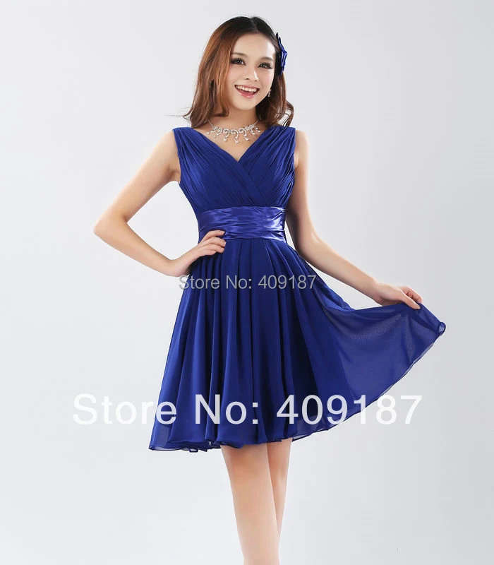 2015 короткое дизайнерское шифоновое платье хорошего качества с двойными плечами