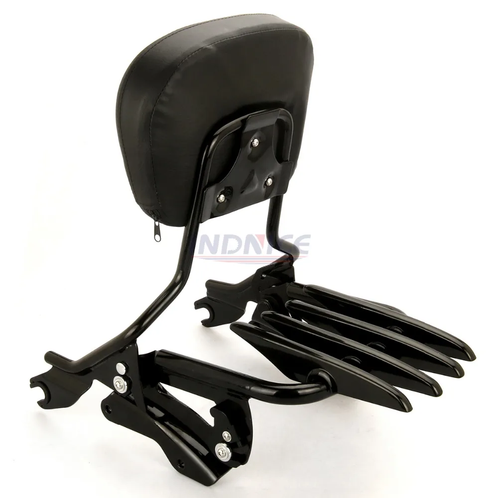 Black Sissybar Backrest + Docking hardware kit +Luggage rack for harley Touring Street Glide FLHX roadking ultra CVO 2014-2017 | Автомобили