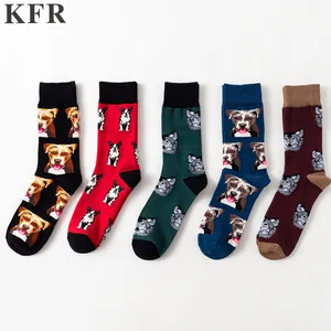 Носки знаменитой собаки Happy, забавные мужские носки, мужские хлопковые носки для скейтборда в стиле хип-хоп, уличная команда Harajuku, модные короткие носки с принтом