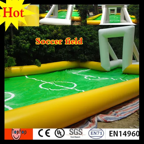 Новинка 2017, портативные надувные футбольные поля зеленого, желтого и белого цвета для водяного мыла, игрушки для футбольной площадки, ПВХ брезент 0,7 мм, 10x8 м