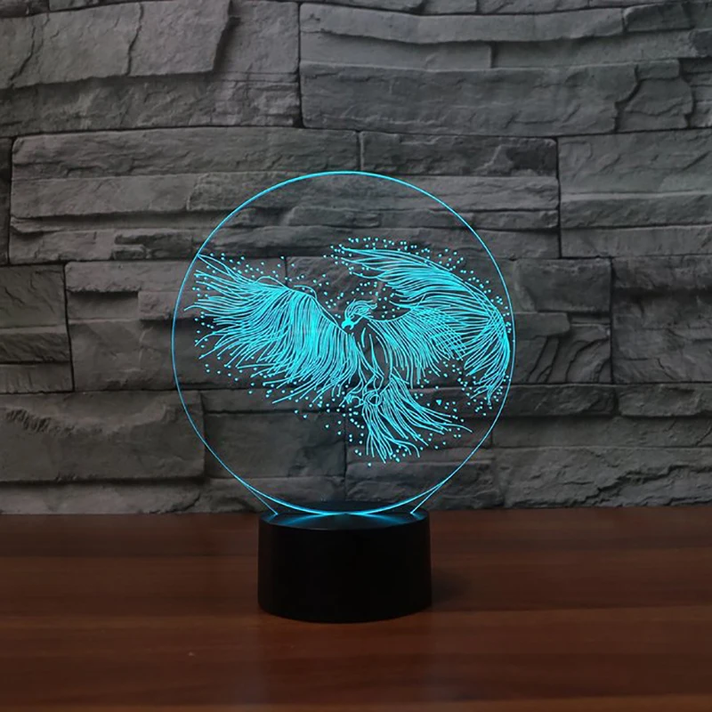 Creative USB 7 Colors Changing Parrot 3D LED Lamp Mood Bedroom Bedside Desk Luminarias Night Light Gift Lighting Bird Decor | Лампы и