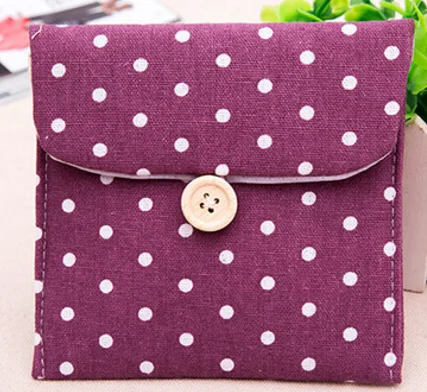 purple dot Подгузник для девочек, гигиеническая салфетка, сумка для хранения, холст, гигиенические прокладки, посылка, сумки, портмоне, органайзер для ювелирных изделий, сумка для кредитных карт, чехол - Цвет: purple dot