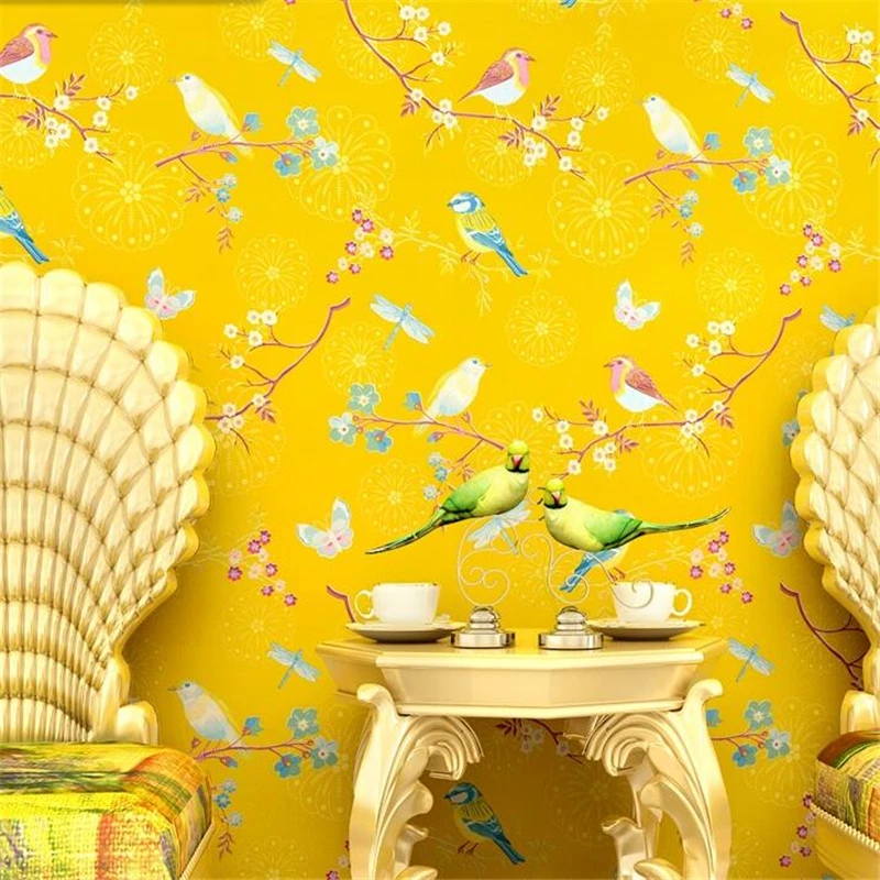 Обои beibehang в американском стиле для сада цветов и птиц маленькие свежие цветочные