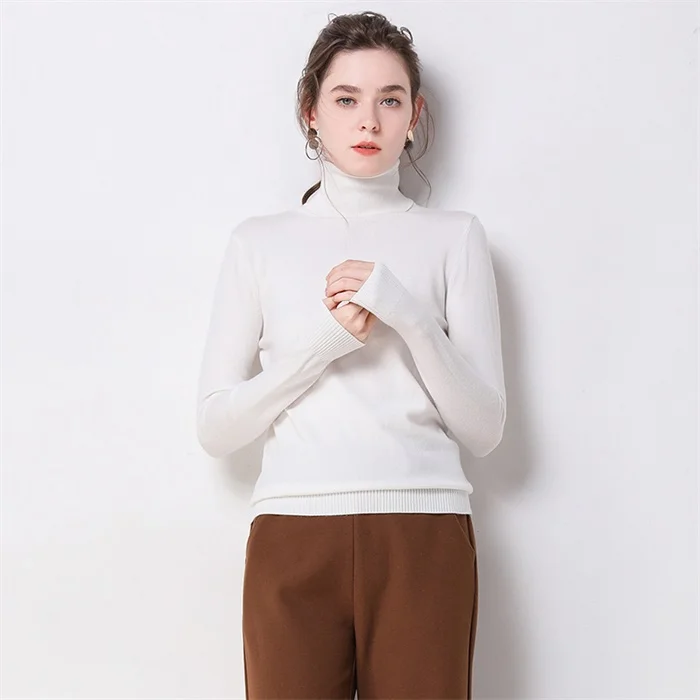 white Autumn Winter sweater women turtleneck cashmere sweater knitted pullover women sweter fashion sweaters new Plus Size tops - Цвет: white