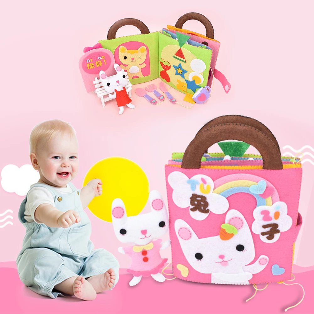 

Baby Cloth Book Non-Woven Cute Rabbit DIY Toys Manual Intelligence Kid Imagination Book Early Education Development Reading Book