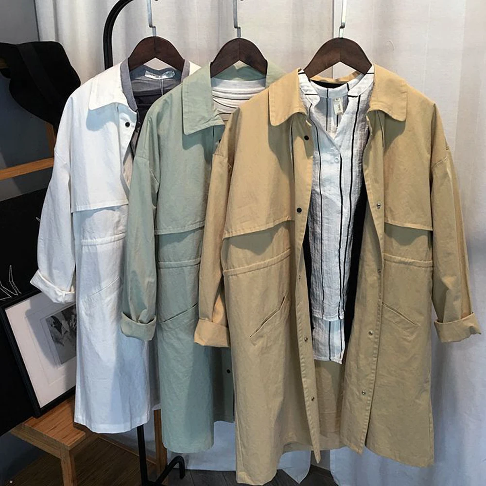 2017 Осень Новый оверсайз женский длинный корейский Тренч свободный большой