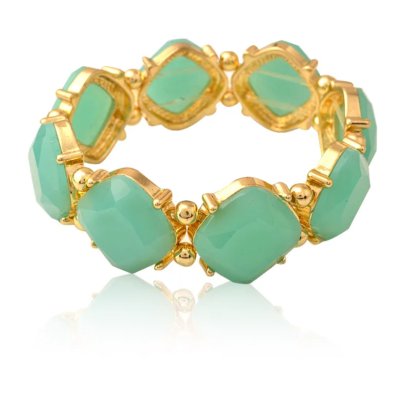 Весенний цвет желе зеленый акриловый резиновый эластичный браслет женский