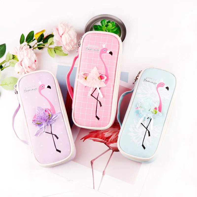 TOPSTHINK фламинго канцелярский пенал для карандашей Kawaii креативные школьные
