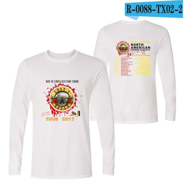white Guns and Roses Мужская футболка весна осень футболка Мужская рок группа футболка хип хоп 4XL футболки топы брендовая одежда guns N Rose - Цвет: white