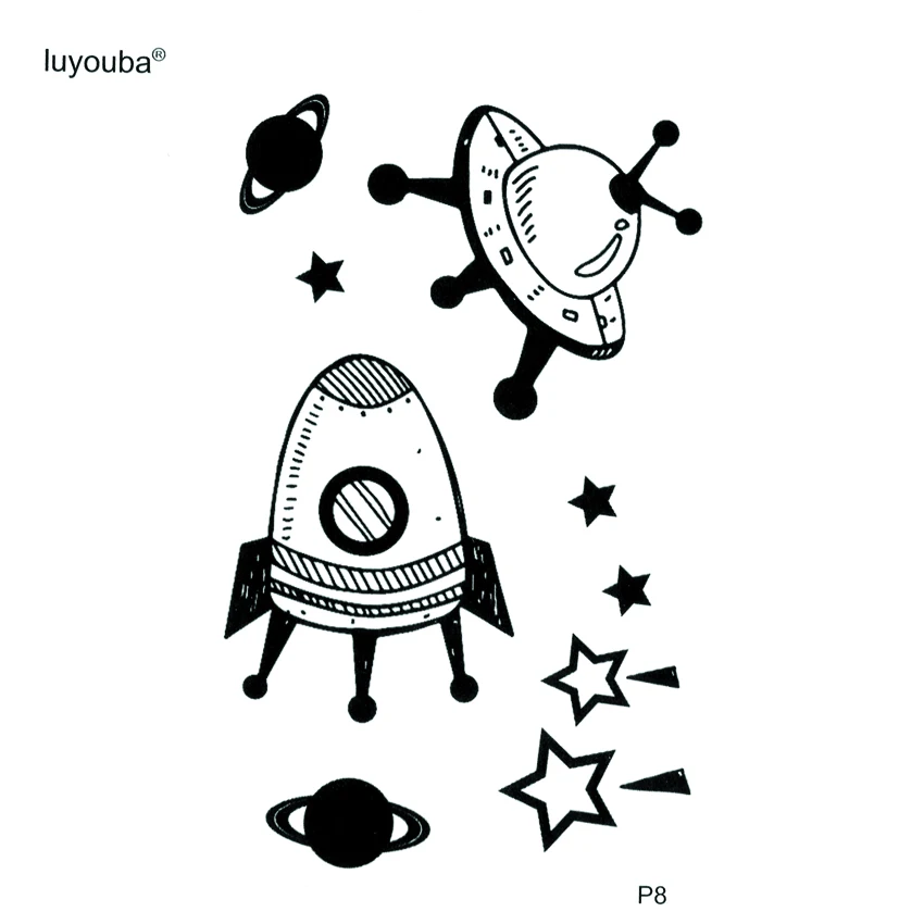 Водостойкая временная татуировка на космическом корабле искусственная