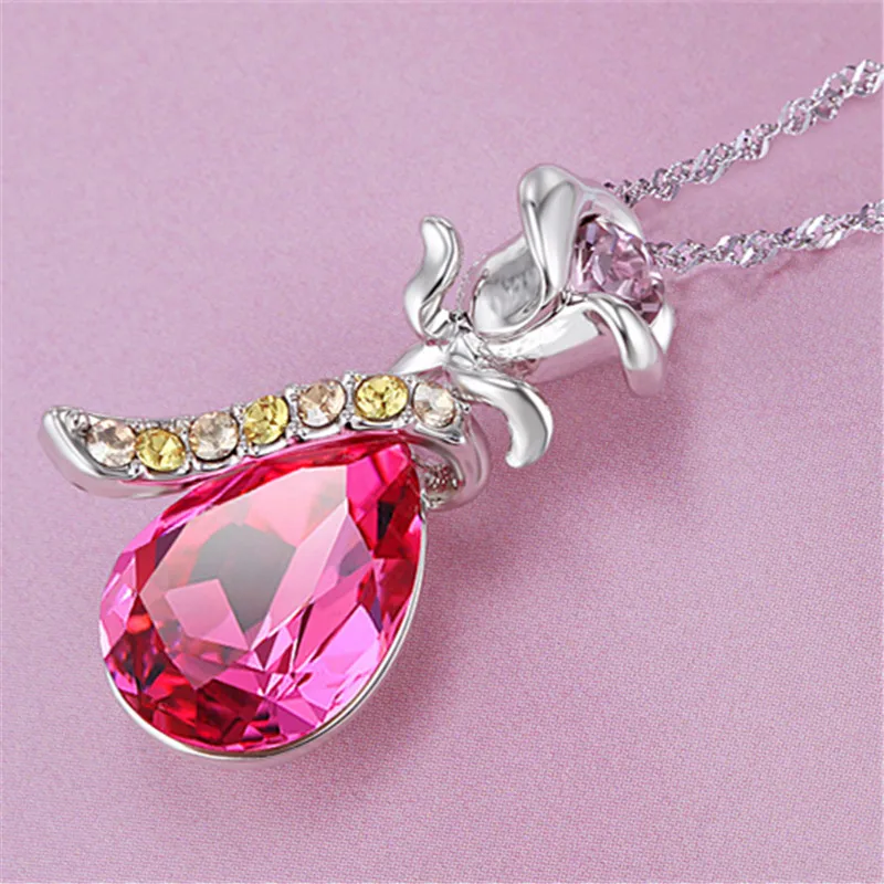 Магия ikery новинка 2016 слеза ангела ожерелье романтическая роза капли воды