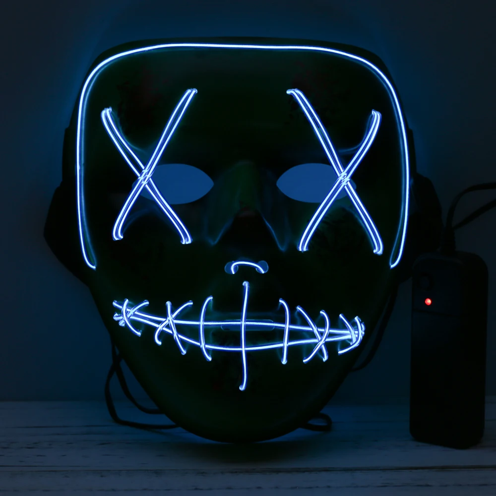 Взрослая маска для Хэллоуина светодиодная светящаяся лица костюм товары