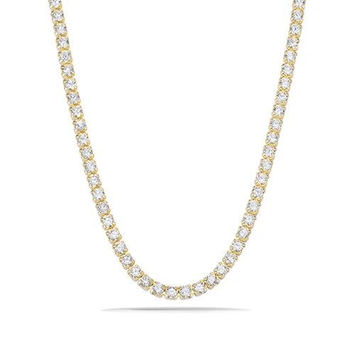 VANAXIN 925 пробы Серебряная цепочка ожерелья для женщин AAA Bling кубический цирконий ювелирные изделия Модные каменные ожерелья подарочная коробка - Окраска металла: Светло-желтый, золотистый цвет