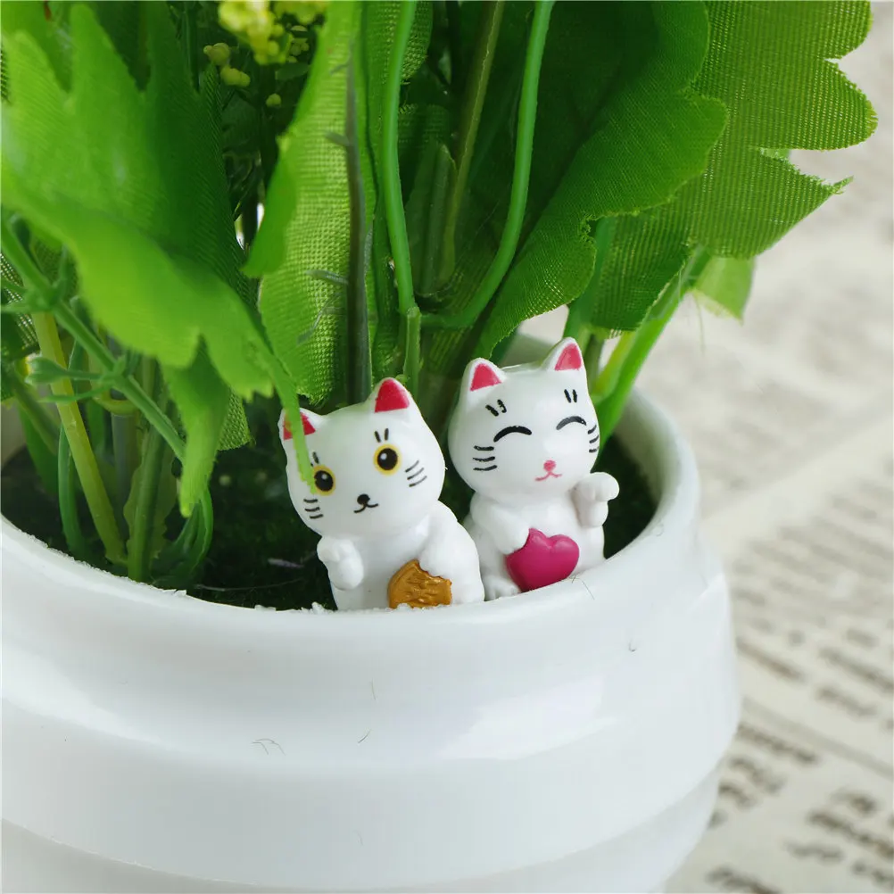 Милая мультяшная кошка на удачу миниатюрный Ландшафтный котенок