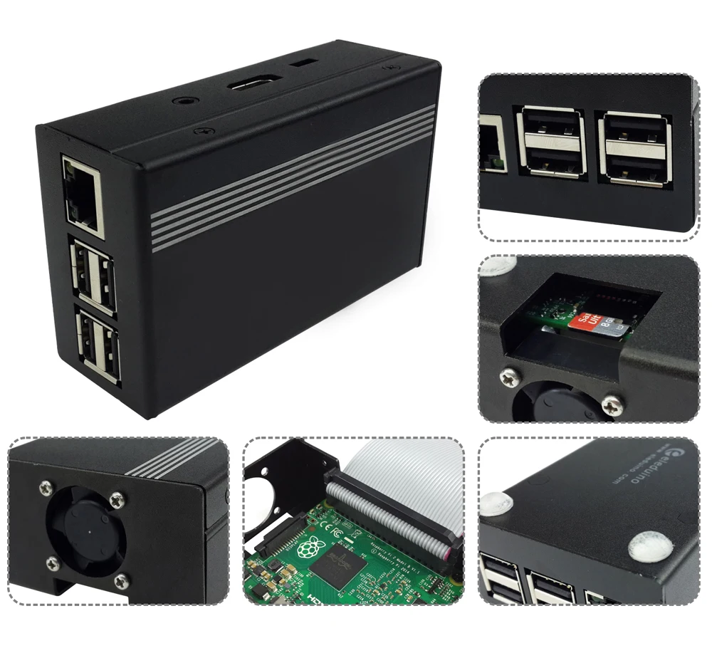 Raspberry Pi 3 B + металлический корпус с охлаждающим вентилятором черный | Компьютеры и