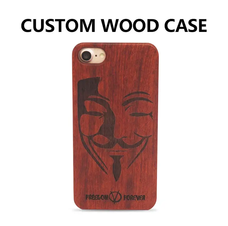 50 pcs Wholesale Personalized Customize Laser Carving Cherry Wood Phone Case for iPhone 8 Plus Novelty Wooden Cover |