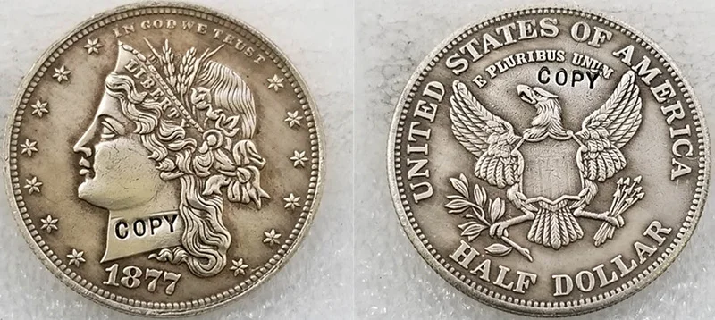 Копия копии 1877 полдоллара шаблоны монеты КОПИЯ - Цвет: 1877 Coronet Head