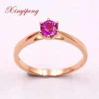 xin yi peng 18 k rose gold inlaid natural pink sapphire ring woman simple birthday anniversary gift