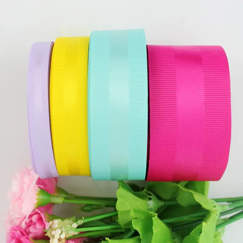 

Solid color satin&grosgrain gift wrapping ribbon 50 yards christmas wedding ribbons for crafts sewing webbing diy bows tapes