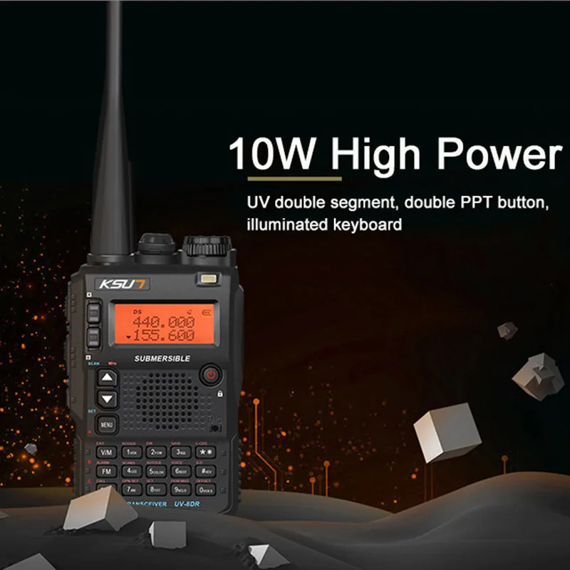 10W Walkie Talkie 100 km Tri-band Dual Antenna Dual PPT Waterproof Handheld Professional Walkie-talkie Radio Transmitter