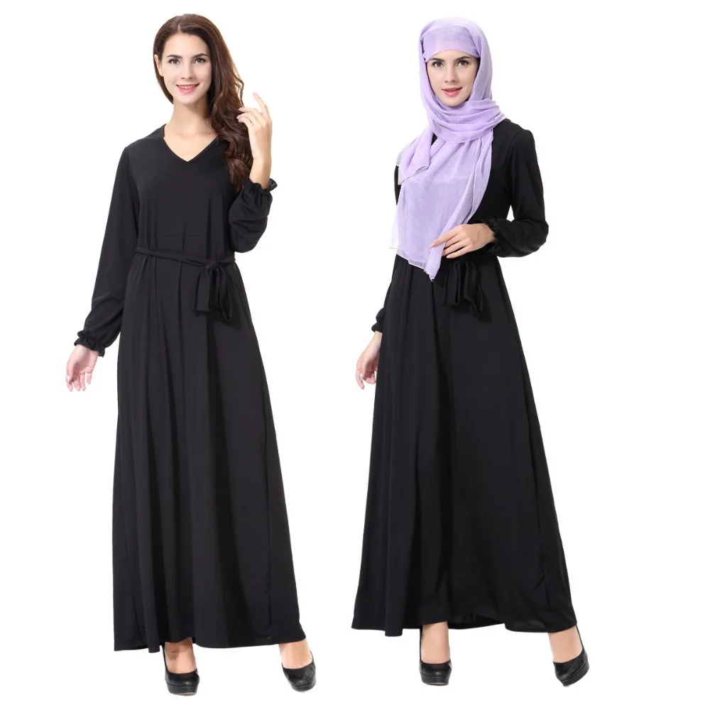 Мусульманские женщины Дубай платье гибкий ремень Макси abaya jalabiya исламские