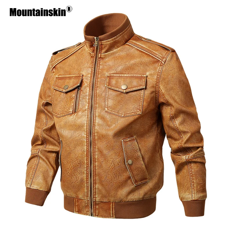 Mountainskin 2020 новые мужские Куртки из искусственной кожи осенние повседневные