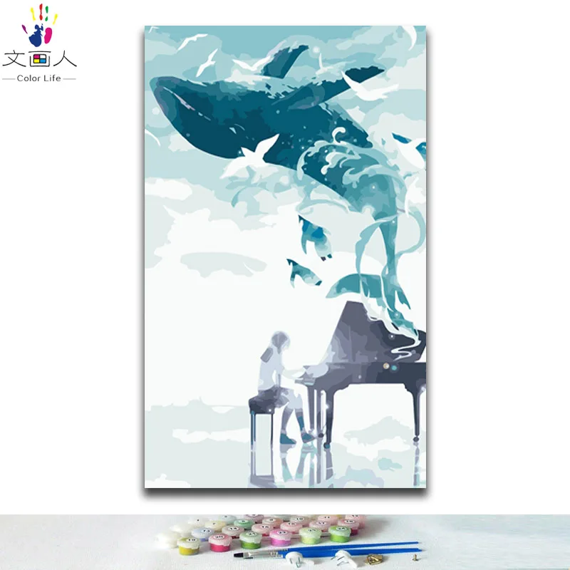 DIY coloring paints by numbers cartoon Anime romantic two figures pictures colors with kits for kids framed | Дом и сад