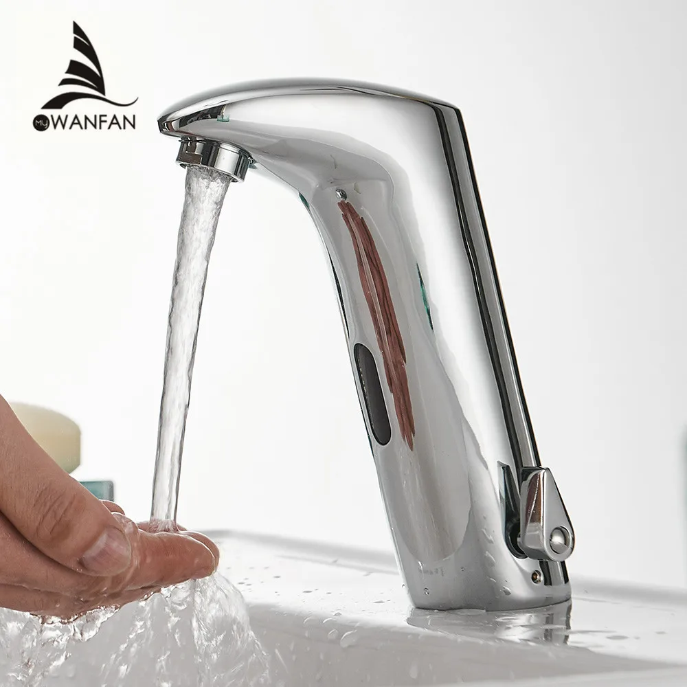 

Faucet Sensor Bathroom Automatic Hands Touch Free Water Saving Inductive Electric Water Tap Battery Power Basin Faucets 408901