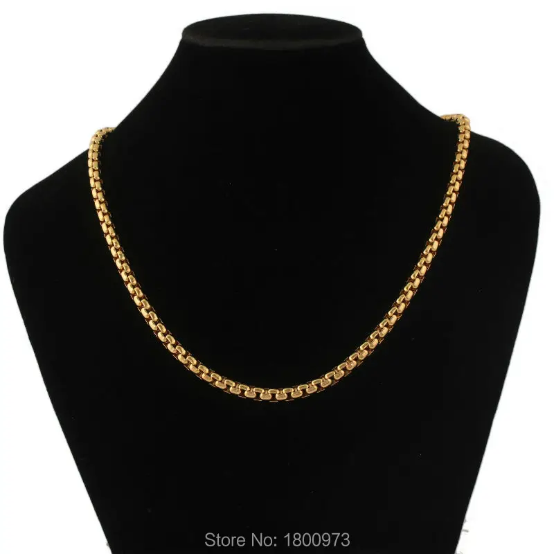 4 мм желтое золотое ожерелье с цепочкой для женщин и мужчин мальчиков девочек