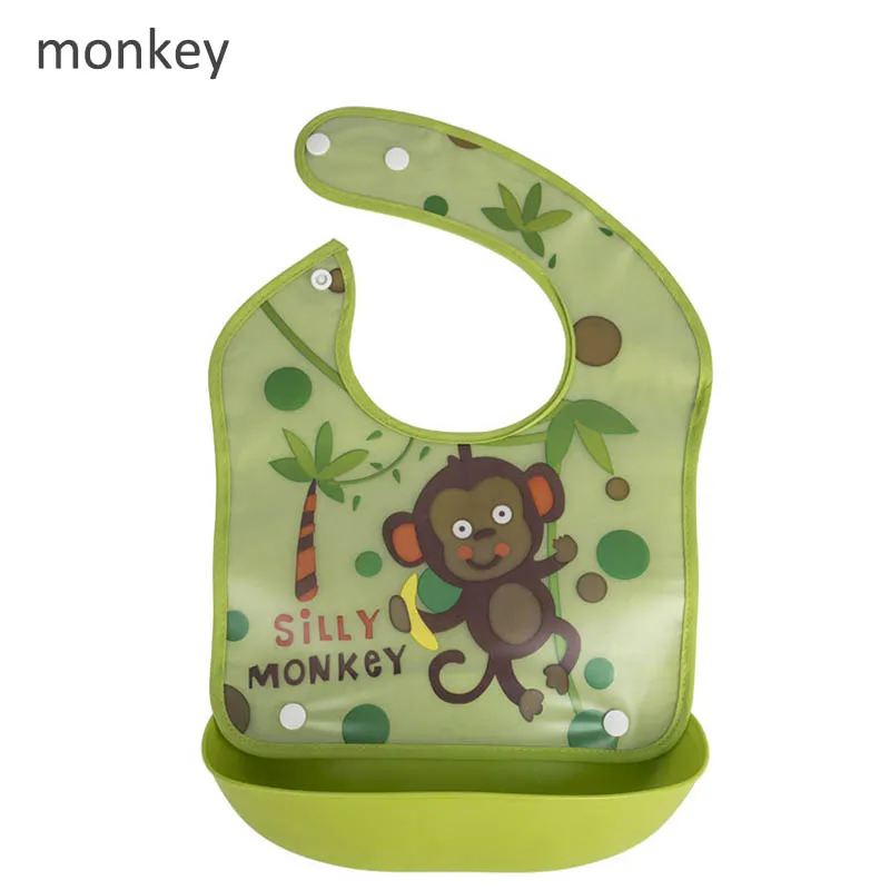 monkey Детские нагрудники EVA водонепроницаемые съемные Мультяшные Детские фартуки для Кормление новорожденных Слюнявчики детские слюнявчики полотенца регулируемые борфы - Цвет: monkey