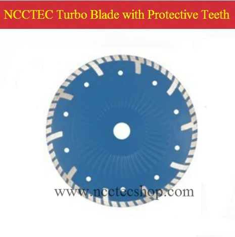 7'' NCCTEC Diamond turbo saw blade with protective teeth(5 pcs per lot)/180mm DRY granite marble cutting disk/Hot Press Sintered