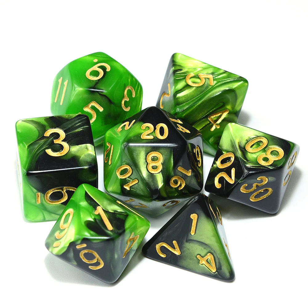 Многогранные DnD смешанные цвета кости 7 шт./компл. для ролевой игры «Подземелья и Драконы настольные игры D4, D6, D8, D10, D%, D12, D20