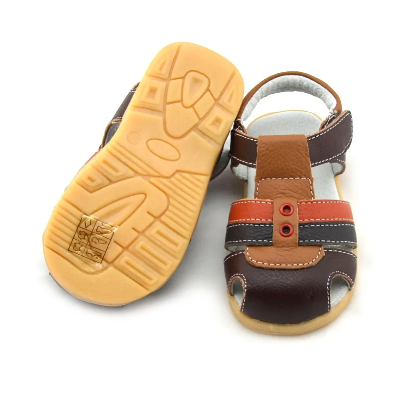 Сандалии SandQ детские из натуральной кожи босоножки с люверсами для мальчиков и