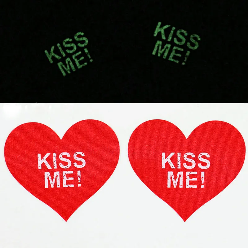 Накладки на соски с надписью KISS ME Одноразовые женские клейкие ленты светящиеся в