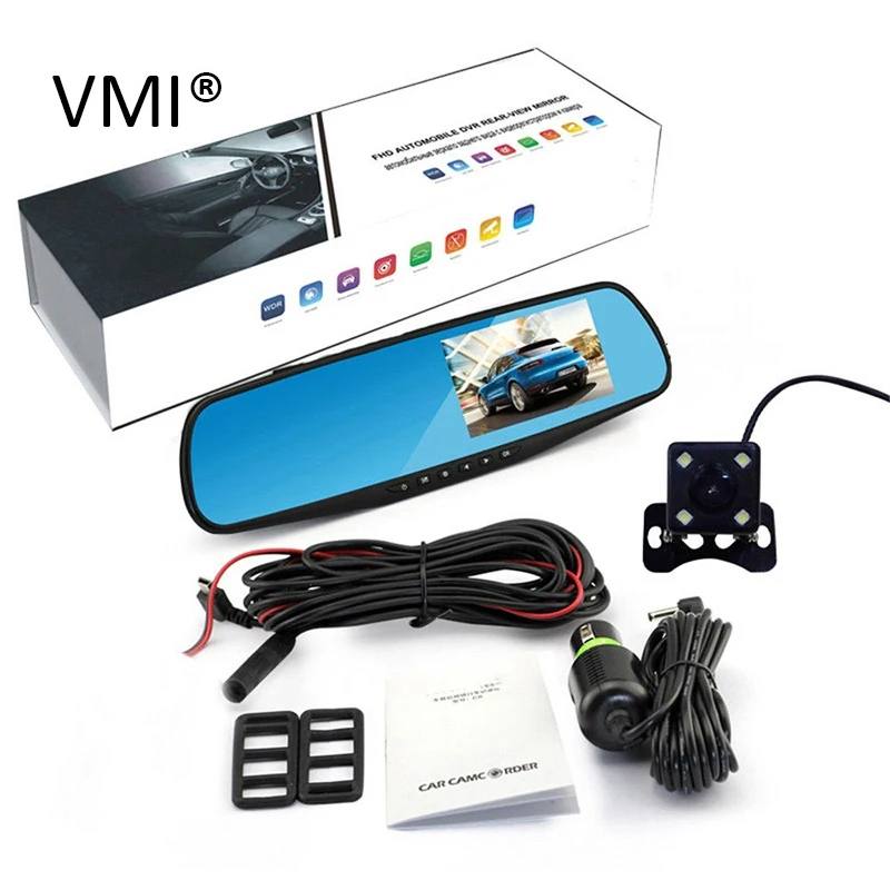 VMI Night Vision Car Dvr Camera Rearview Mirror Digital Video Recorder Auto Camcorder Dash Cam FHD 1080P dual lens DVR | Автомобили и