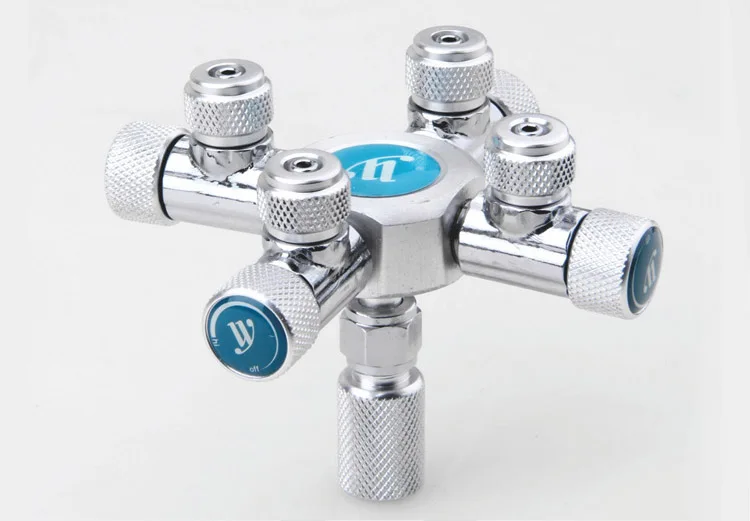 4 outlet connector 110 В 220 В Аквариум CO2 регулятор JIS m22-14 W21.8 CGA320 интерфейс обратный клапан счетчик пузырьков Магнитный Соленоидный клапан - Цвет: 4 outlet connector