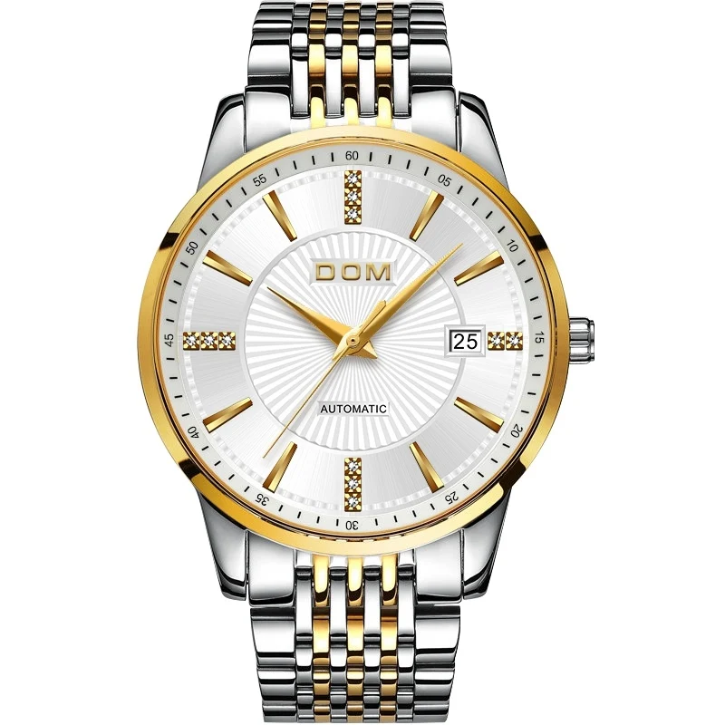 White-Stainless Relojes DOM Мужские автоматические механические Спортивные часы, мужские роскошные Брендовые повседневные часы, мужские наручные часы, masculino M-79G - Цвет: White-Stainless