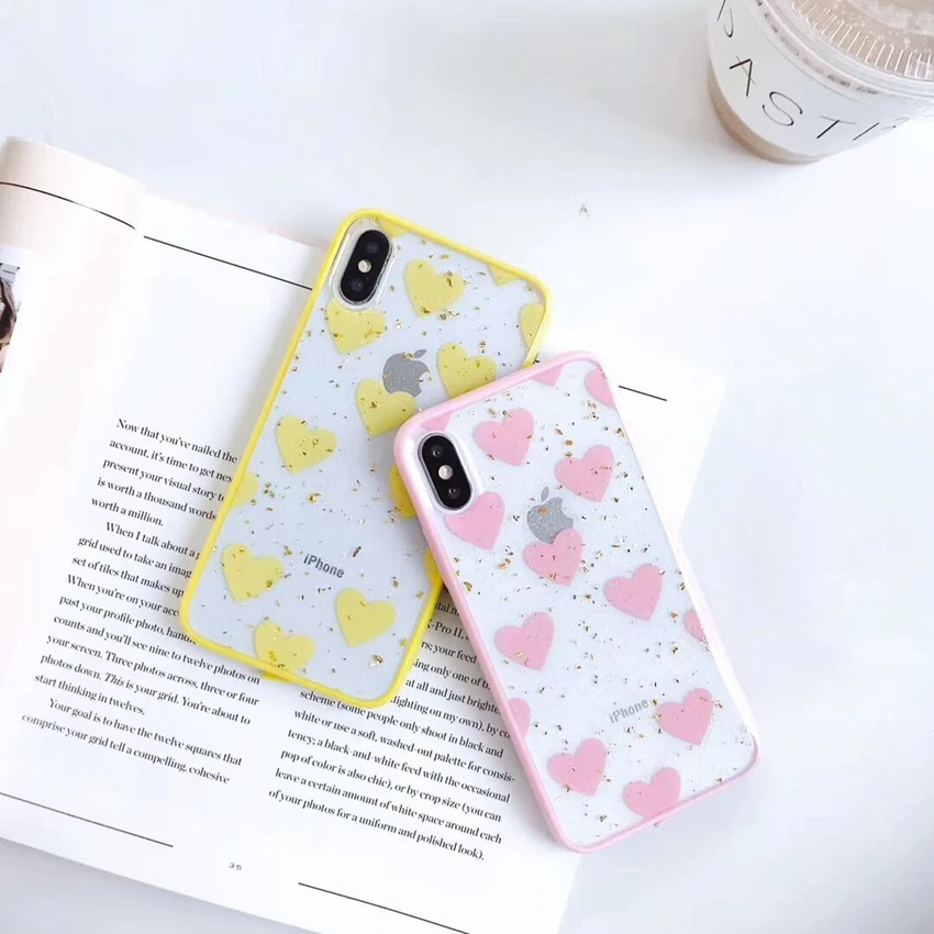 Fashion Transparent Cover For iPhone 8Plus 7 6 6S Plus X Clear Case XR XS Max Luxury Bling Gold Foil Phone Shell |