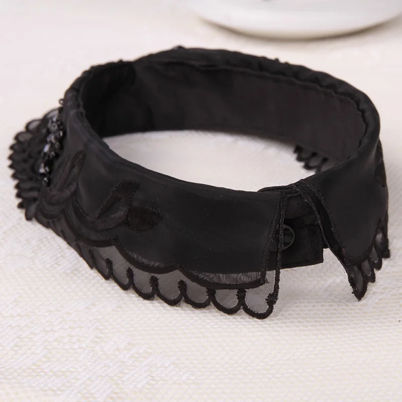 Новинка 2017 модный искусственный воротник вышитый бриллиантами белый галстук