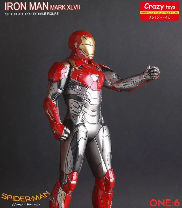 Сумасшедшие игрушки Marvel Мстители со знаком Железного человека XLVII Mk47 1/6 масштаб