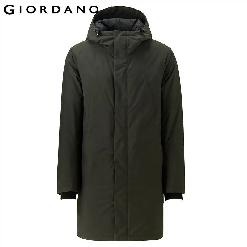59Green Giordano длинная куртка пальто с капюшоном Состоит из полиэфирной ткани,выполнена в сплошном цвете и имеет несколько размеров - Цвет: 59Green